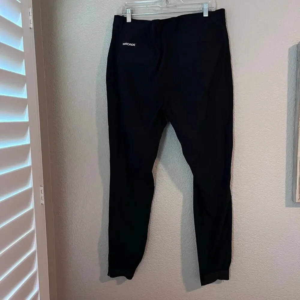 Macade Men’s Golf Pant Trouser Slim Black Athletic 38 Regular Zip Hem